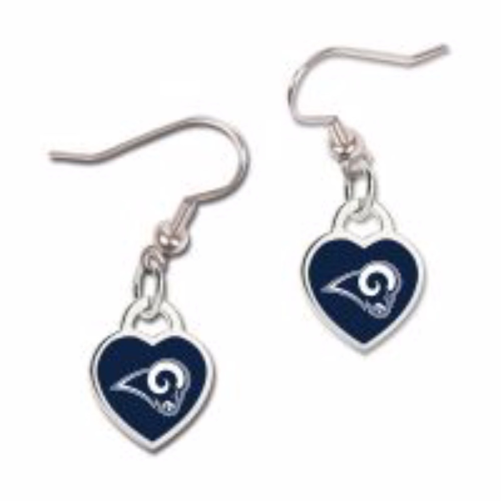 Los Angeles Rams Heart Earrings W/3D Heart